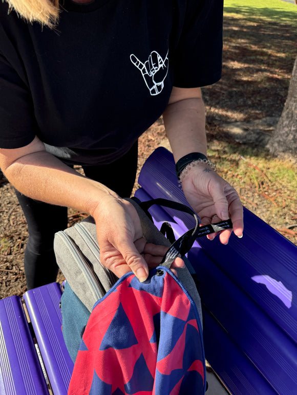 SwiftDry Antibacterial Microfibre Gym Towel + Carry Pouch (Blue/Red)