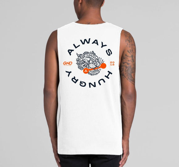 GND Big Cat Barbell Tank // White - Apparel- GND Fitness