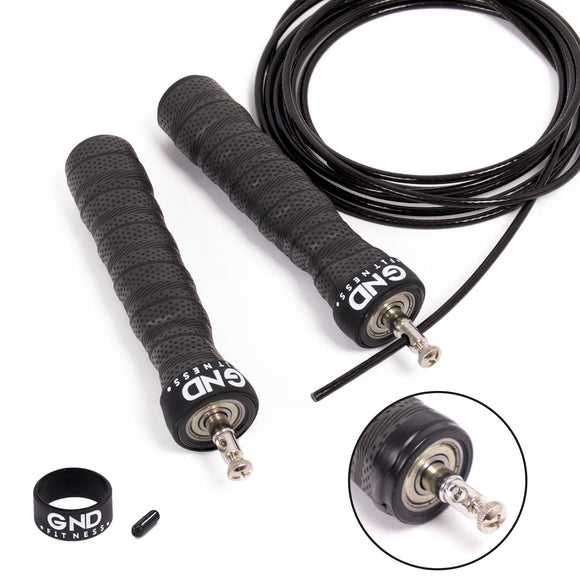 GND SR Speed Skipping Rope // Single Ball Bearing // Jet Black - SR Skipping Rope- GND Fitness